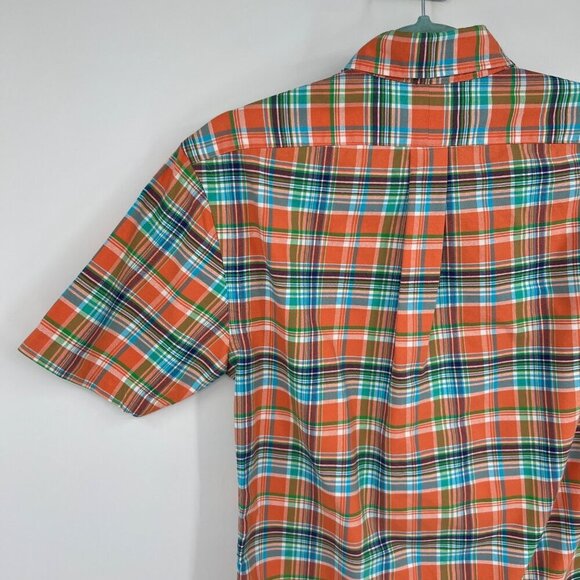 Polo Ralph Lauren Shirt Blue orange plaid Check colored embroidered Pony Mens si - Picture 9 of 11